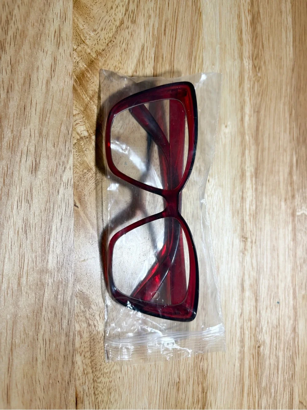 Cherry Red Glossy Translucent Cat Eye Fashion Glasses